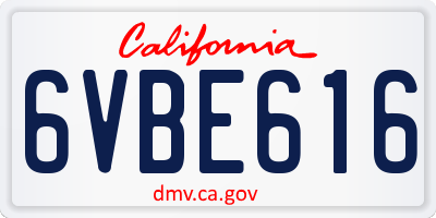 CA license plate 6VBE616