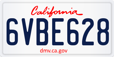 CA license plate 6VBE628