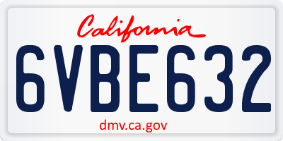 CA license plate 6VBE632