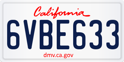 CA license plate 6VBE633