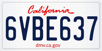 CA license plate 6VBE637