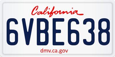 CA license plate 6VBE638
