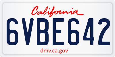 CA license plate 6VBE642