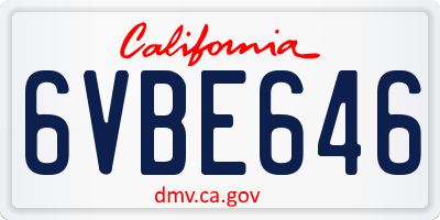 CA license plate 6VBE646