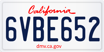 CA license plate 6VBE652