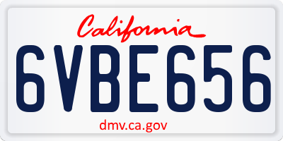 CA license plate 6VBE656