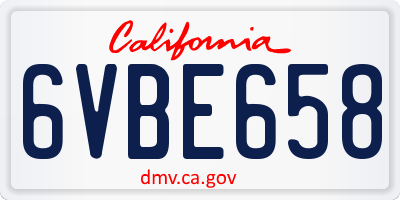 CA license plate 6VBE658