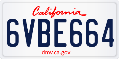 CA license plate 6VBE664