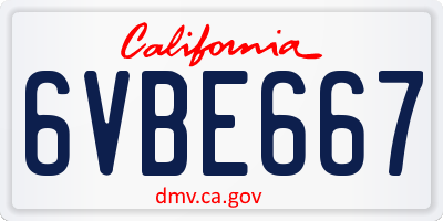 CA license plate 6VBE667