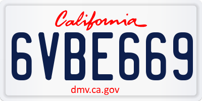 CA license plate 6VBE669