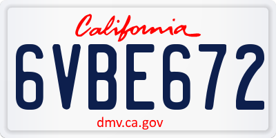 CA license plate 6VBE672