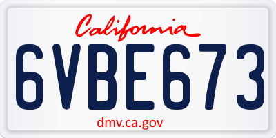 CA license plate 6VBE673