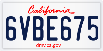 CA license plate 6VBE675