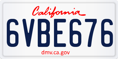 CA license plate 6VBE676