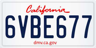 CA license plate 6VBE677