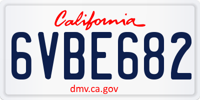CA license plate 6VBE682