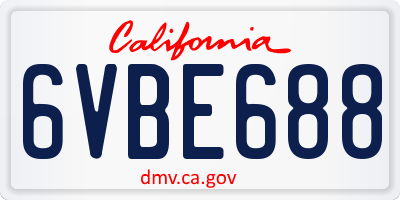CA license plate 6VBE688