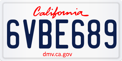 CA license plate 6VBE689