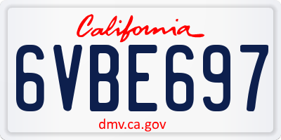 CA license plate 6VBE697