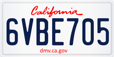 CA license plate 6VBE705