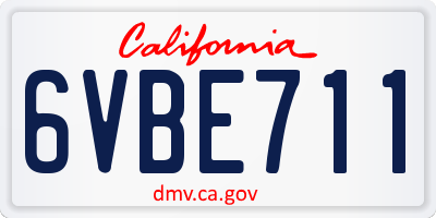 CA license plate 6VBE711