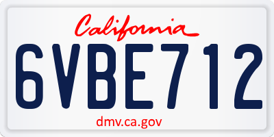 CA license plate 6VBE712