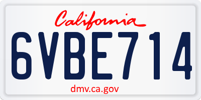 CA license plate 6VBE714