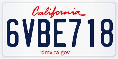 CA license plate 6VBE718