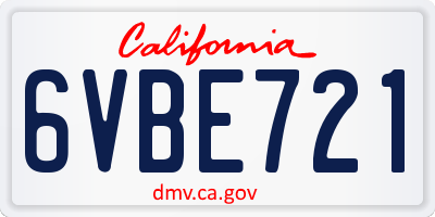 CA license plate 6VBE721