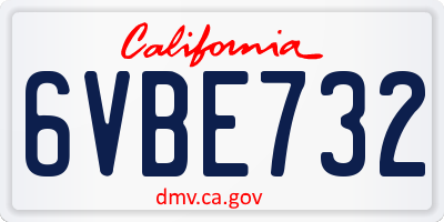 CA license plate 6VBE732