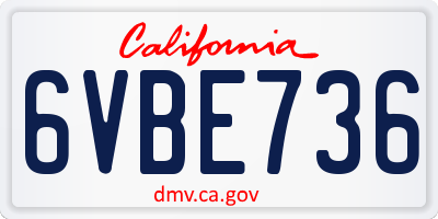 CA license plate 6VBE736