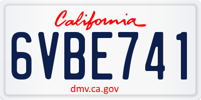 CA license plate 6VBE741