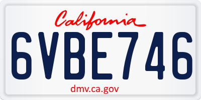 CA license plate 6VBE746