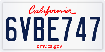 CA license plate 6VBE747