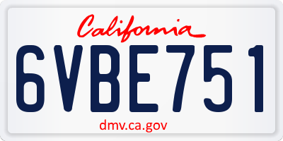 CA license plate 6VBE751