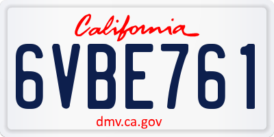 CA license plate 6VBE761