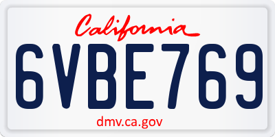 CA license plate 6VBE769