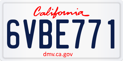 CA license plate 6VBE771