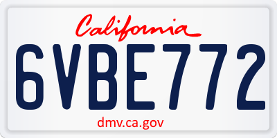 CA license plate 6VBE772