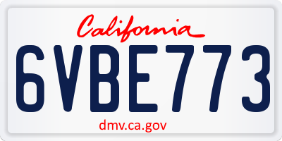 CA license plate 6VBE773