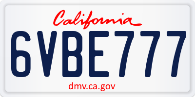 CA license plate 6VBE777