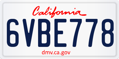 CA license plate 6VBE778