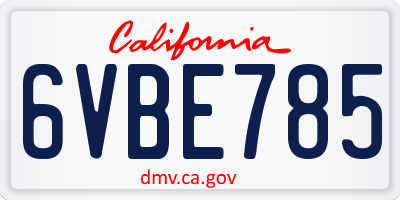 CA license plate 6VBE785