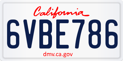 CA license plate 6VBE786