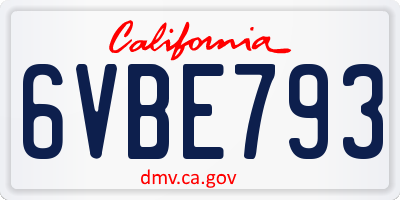 CA license plate 6VBE793