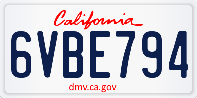 CA license plate 6VBE794
