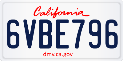 CA license plate 6VBE796