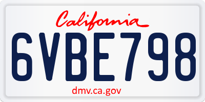 CA license plate 6VBE798