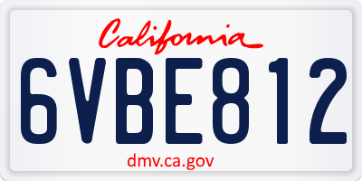 CA license plate 6VBE812