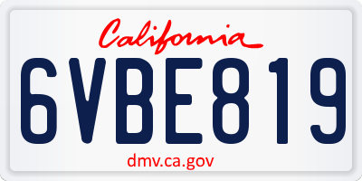 CA license plate 6VBE819